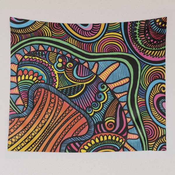 Item preview, Mushroom Sunhat Rainbow Trippy Art Tapestry designed and sold by Prachi Patel.