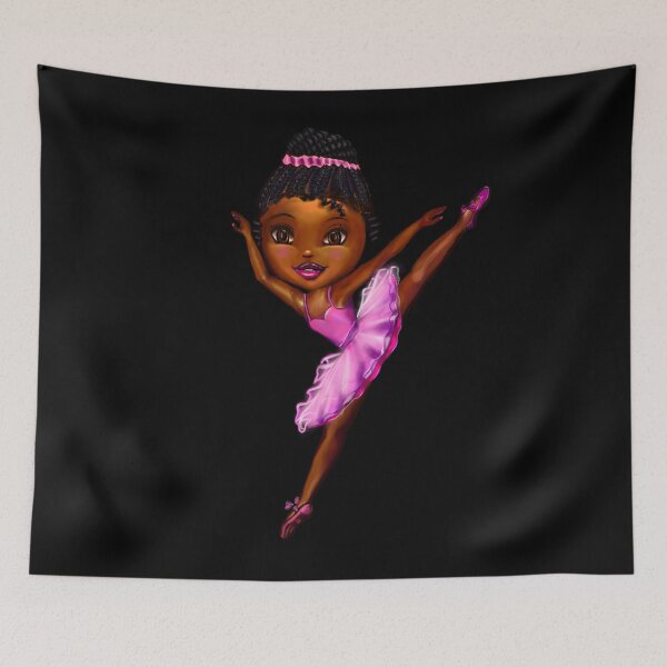 Item preview, Black ballerina girl with cane rows ! beautiful  black girl with Afro hair and dark brown skin wearing a pink tutu.Hair love ! designed and sold by Artonmytee.