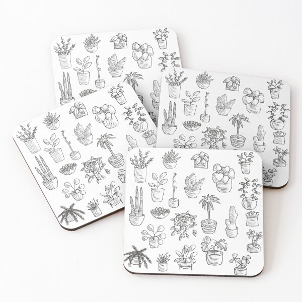 Item preview, Monochrome House Plant Art designed and sold by HandDrawnPlants.