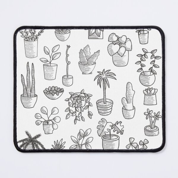 Item preview, Monochrome House Plant Art designed and sold by HandDrawnPlants.