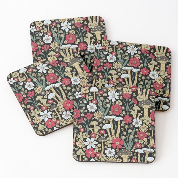 Item preview, Red & Green Mushrooms & Flowers designed and sold by somecallmebeth.