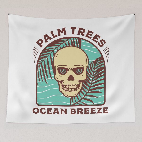 Item preview, Palm Trees Ocean Breeze - Vintage Summer Skull designed and sold by VintageRealm.