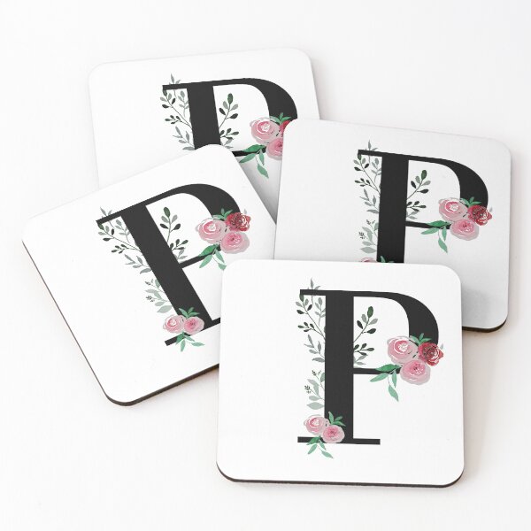 Aperçu de l'œuvre Lettre P Initiales monogramme floral créée et vendue par Saba-Red-Ideas.