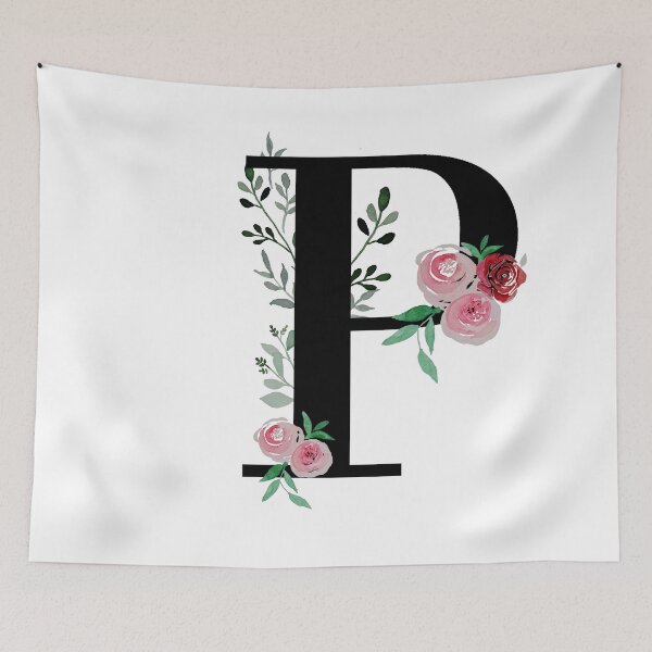 Item preview, Letter P Initials monogram floral designed and sold by Saba-Red-Ideas.