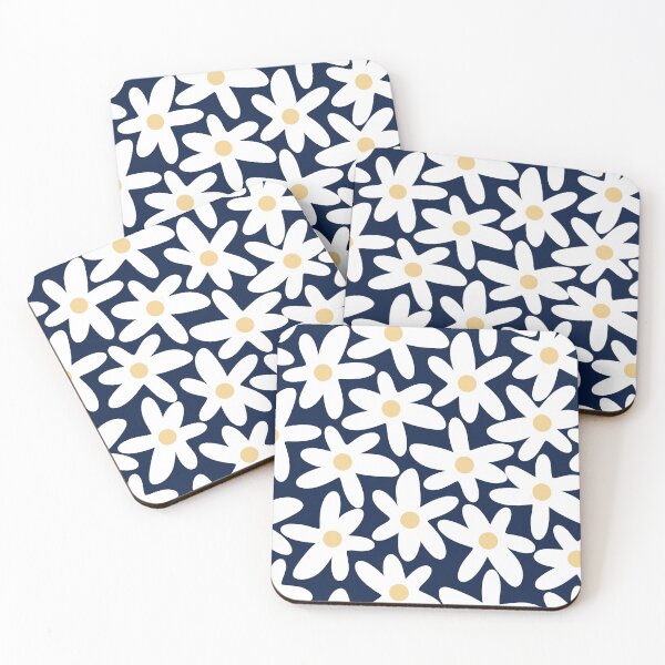 Item preview, Daisy Time Floral Pattern Navy Blue White Yellow-Beige designed and sold by kierkegaard.