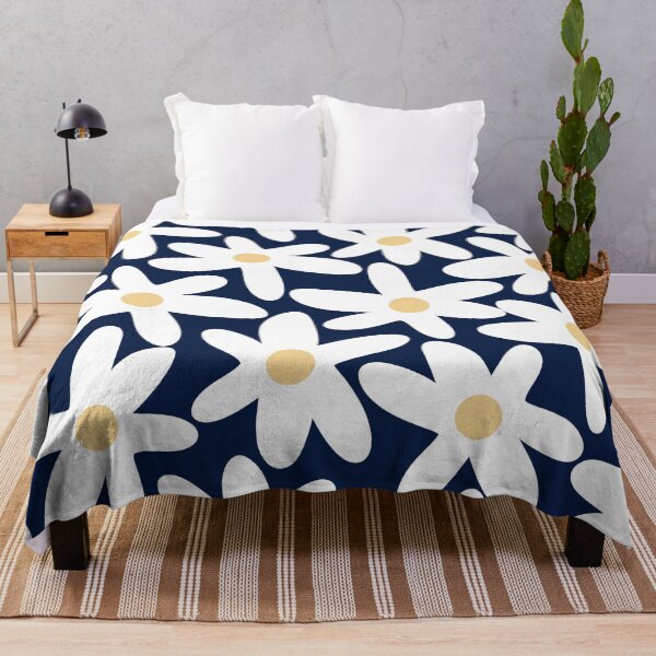 Item preview, Daisy Time Floral Pattern Navy Blue White Yellow-Beige designed and sold by kierkegaard.