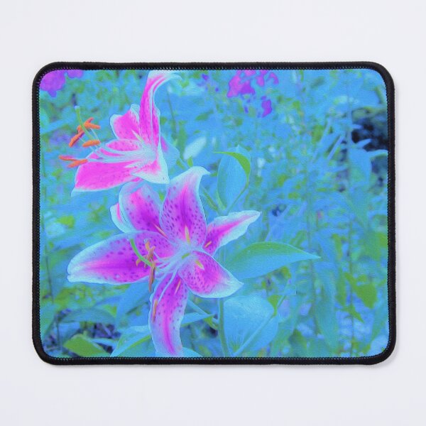 Item preview, Fuchsia Stargazer Lilies in the Blue Garden designed and sold by myrubiogarden.