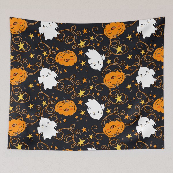 Item preview, Happy Halloween Jack o lantern and spooky print. designed and sold by TheArtDesk.