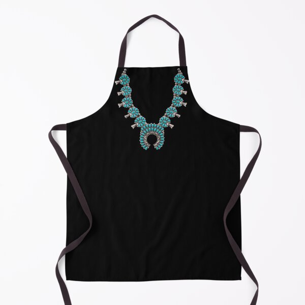 NATIVE AMERICAN NECKLACE GRAPHIC, SQUASH BLOSSOM, TURQUOISE, NECKLACE, INDIAN JEWELRY, WESTERN LOOK Apron