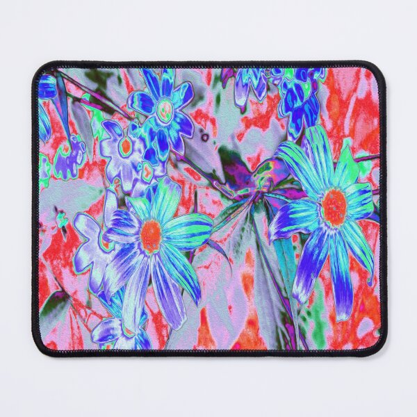 Item preview, Retro Psychedelic Aqua Green and Orange Flowers designed and sold by myrubiogarden.