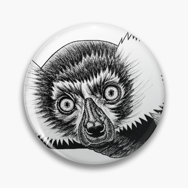 Item preview, Black and white ruffed lemur - ink illustration designed and sold by LorenDowding.