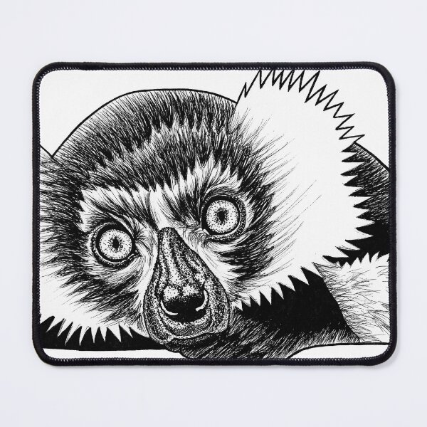 Item preview, Black and white ruffed lemur - ink illustration designed and sold by LorenDowding.