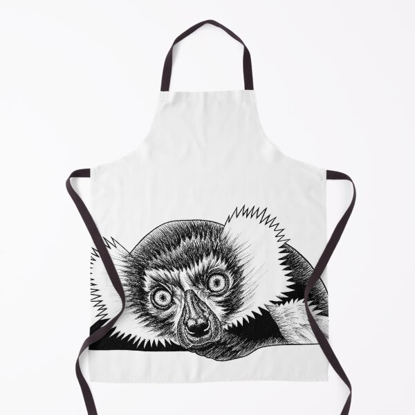 Item preview, Black and white ruffed lemur - ink illustration designed and sold by LorenDowding.