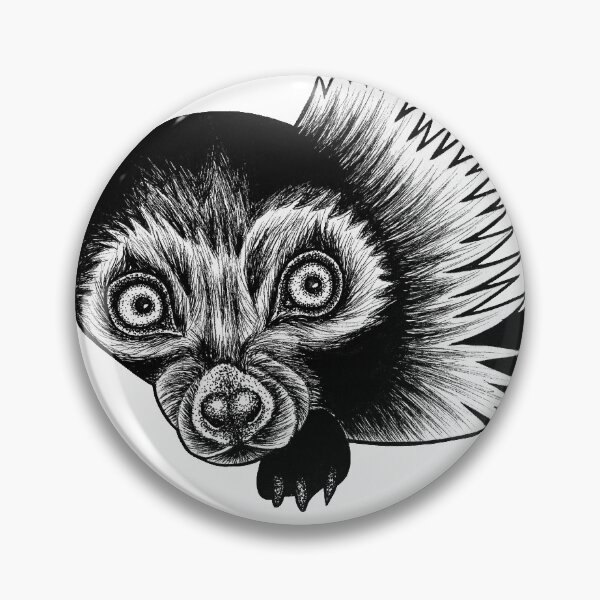 Item preview, Black and white ruffed lemur - ink illustration designed and sold by LorenDowding.