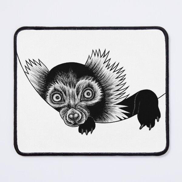 Item preview, Black and white ruffed lemur - ink illustration designed and sold by LorenDowding.