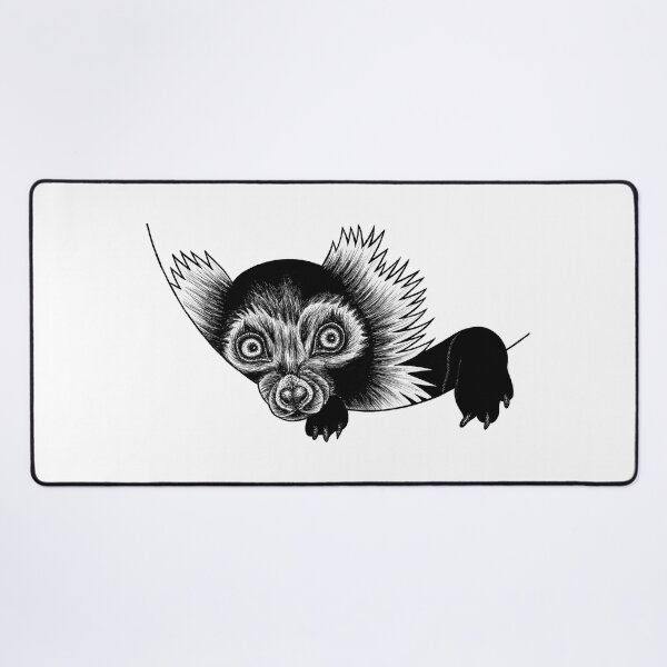 Item preview, Black and white ruffed lemur - ink illustration designed and sold by LorenDowding.