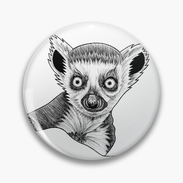 Item preview, Baby ring tailed lemur - ink illustration designed and sold by LorenDowding.