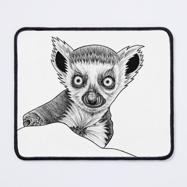 Item preview, Baby ring tailed lemur - ink illustration designed and sold by LorenDowding.