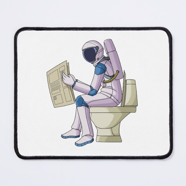 Item preview, Astronaut reading papernews on toilet bowl designed and sold by kanvasdesign.