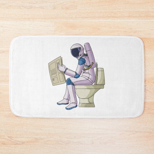 Item preview, Astronaut reading papernews on toilet bowl designed and sold by kanvasdesign.