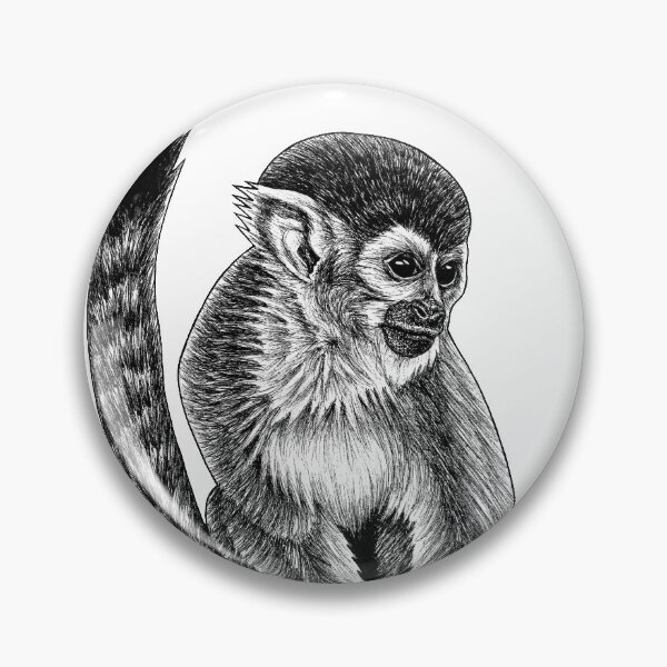 Item preview, Squirrel monkey - ink illustration designed and sold by LorenDowding.