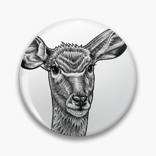 Item preview, Greater kudu - ink illustration designed and sold by LorenDowding.