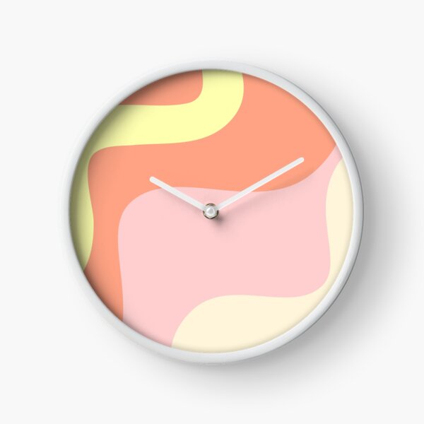 Retro Groovy Swirl with Trendy Pastel Colors Clock
