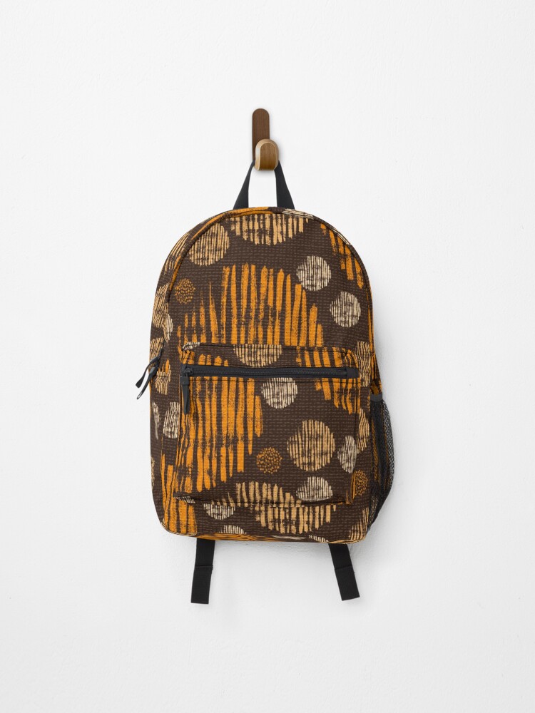 Thumbnail 1 of 3, Backpack, Various circles in the Orange color. Beautiful pattern. designed and sold by Victoria Riabov.
