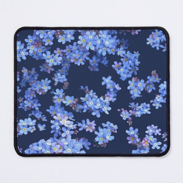 Forget me not, watercolour flowers on dark background Mouse Pad