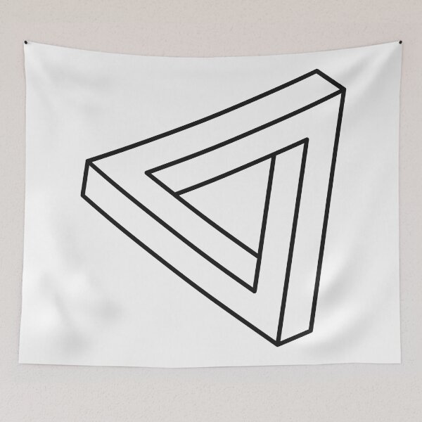 Item preview, White Impossible Triangle Optical Illusion designed and sold by iscaStudioArt.
