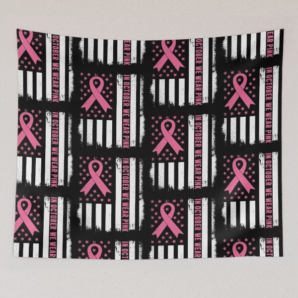 Item preview, In October We Wear Pink American Flag Breast Cancer Awareness designed and sold by GravitiTees.