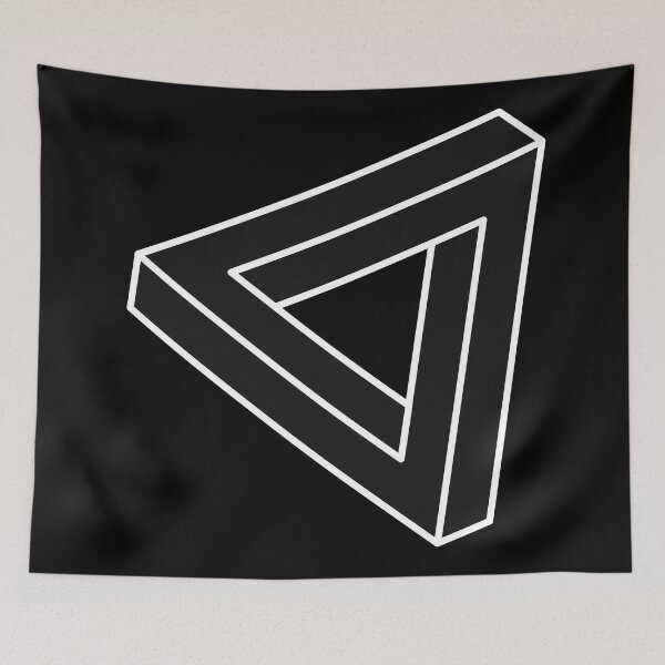 Item preview, Black Impossible Triangle Optical Illusion designed and sold by iscaStudioArt.