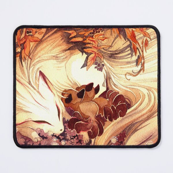 Item preview, Ninetailed Kitsune Fox with Kits designed and sold by storyofthedoor.