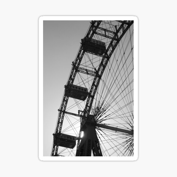 Monochrome ferris wheel, Vienna Sticker