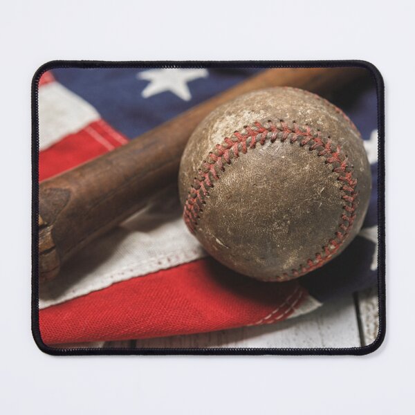 Item preview, Vintage Baseball and Bat on an American Flag designed and sold by Leslie Banks.
