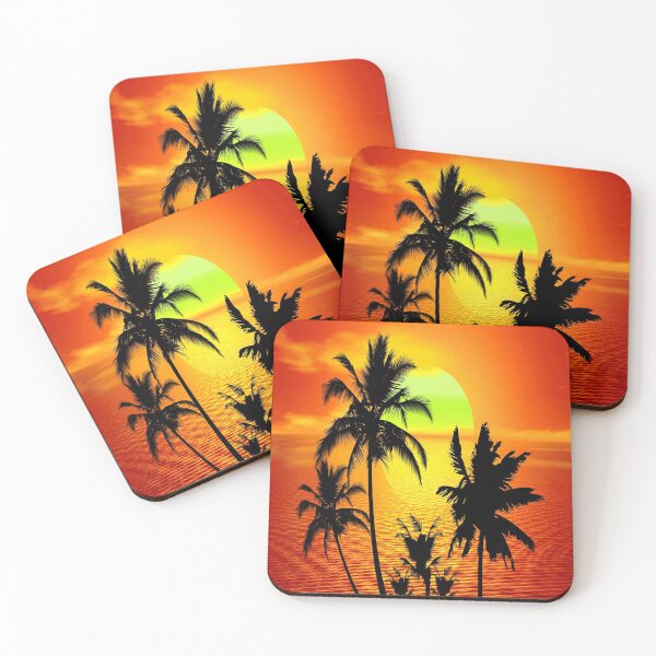 Item preview, Tropical Island Sunset Pattern Bed Sheet or Frock Design designed and sold by PodiShawna.