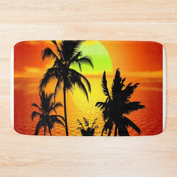 Item preview, Tropical Island Sunset Pattern Bed Sheet or Frock Design designed and sold by PodiShawna.