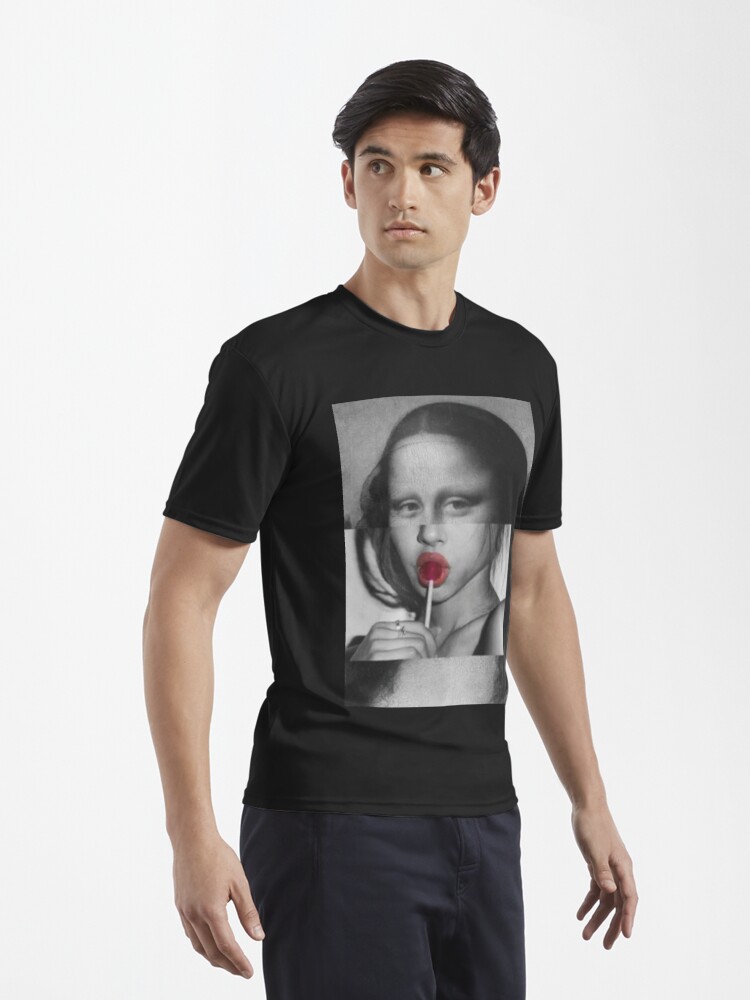 Mona Lisa Lollipop Black and White | Active T-Shirt