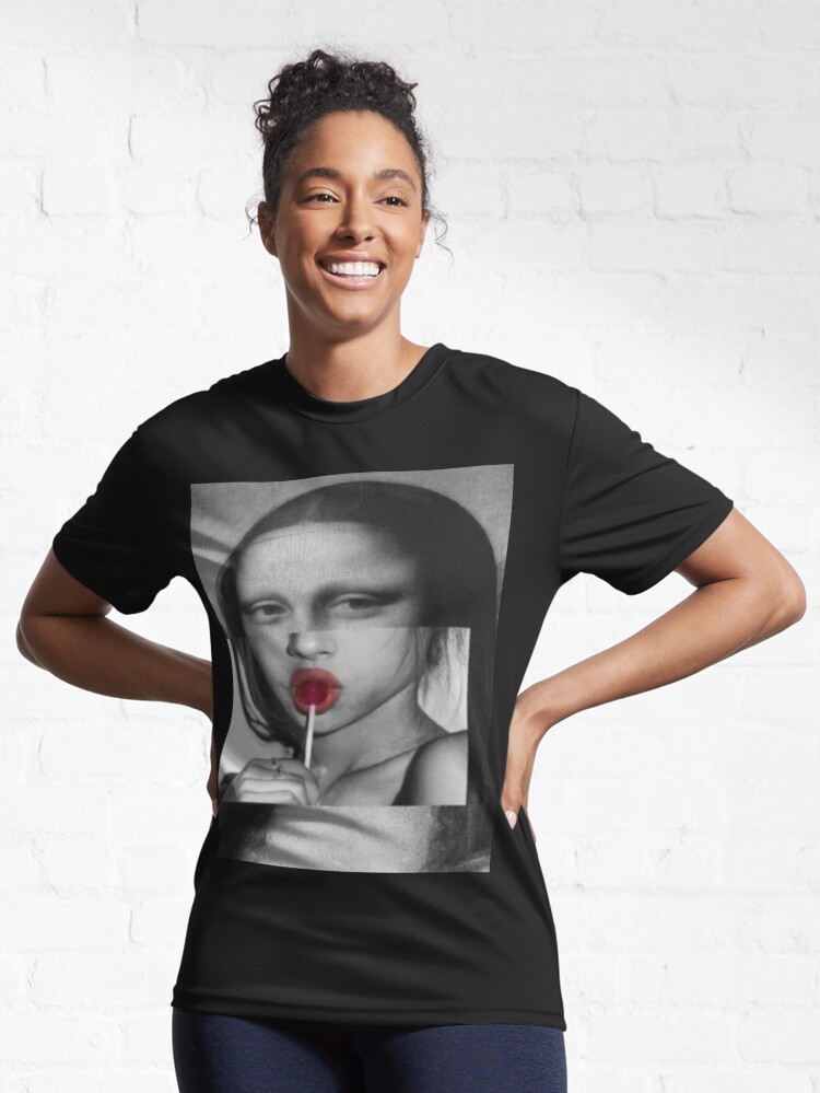 Mona Lisa Lollipop Black and White | Active T-Shirt