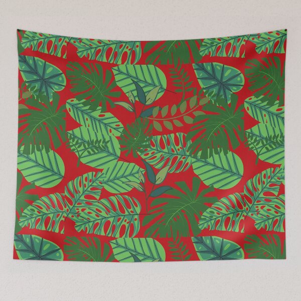 Item preview, Green Leaf Art on Red designed and sold by RiadMannan.