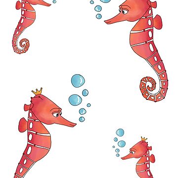 Artwork thumbnail, Watercolor seahorse - sea horse by Fatamimosh