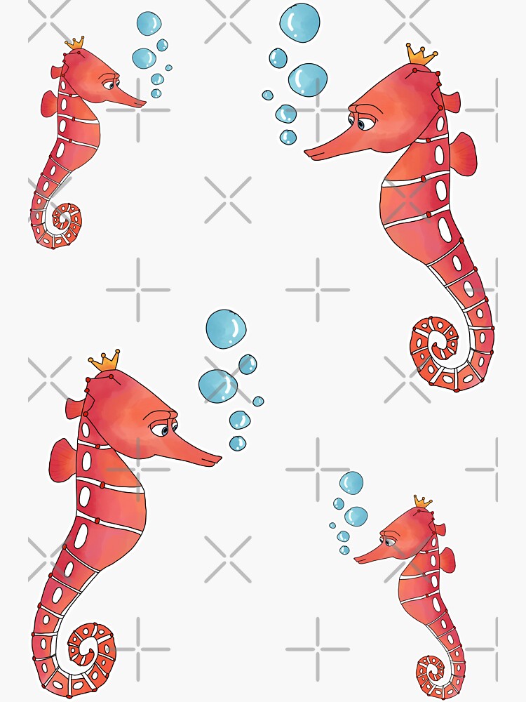 Thumbnail 3 of 3, Sticker, Watercolor seahorse - sea horse designed and sold by Fatamimosh.
