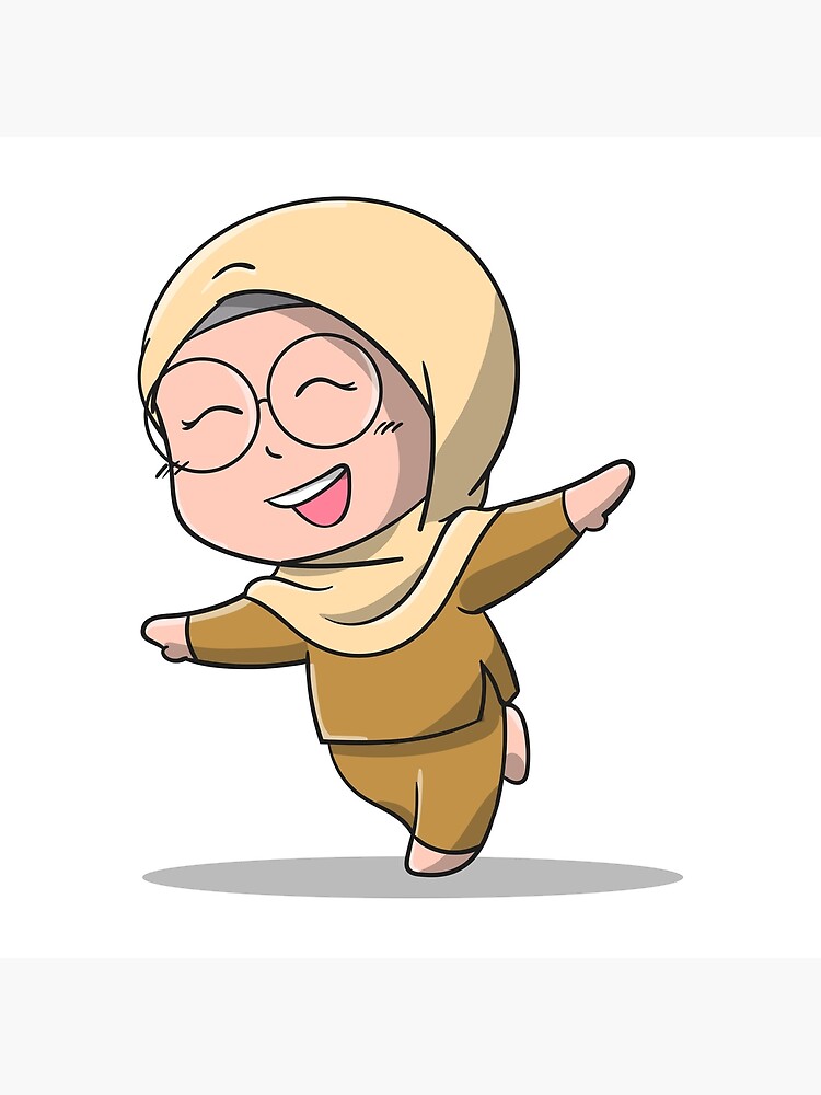 Premium Vector  Cute a muslim girl and a cat cartoon illustration