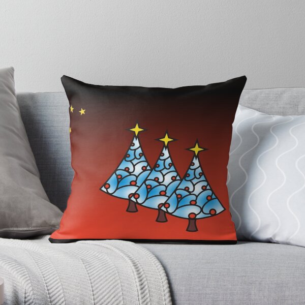 Christmas Trees on dark Background Throw Pillow
