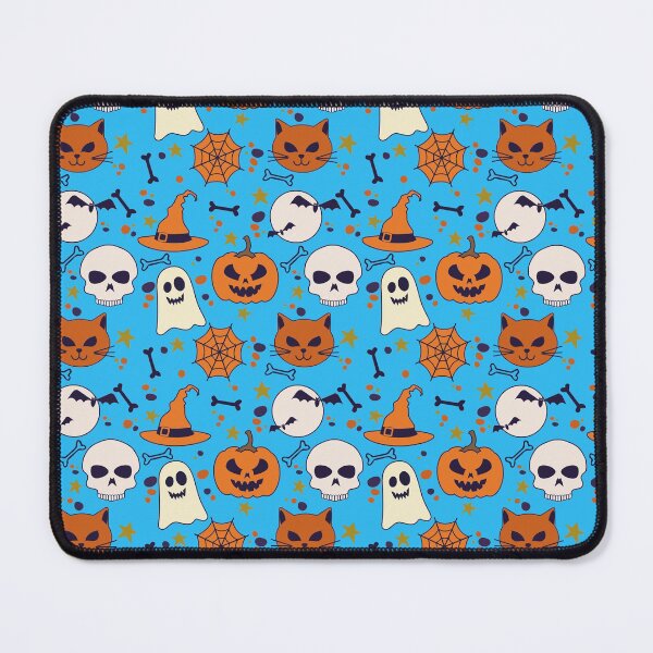 Item preview, Halloween Seamless Pattern with Pumpkin And cat on a blue background designed and sold by tshirtprod.