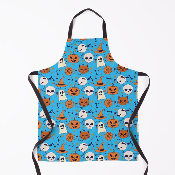 Item preview, Halloween Seamless Pattern with Pumpkin And cat on a blue background designed and sold by tshirtprod.