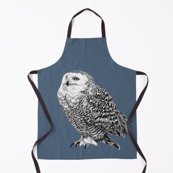 Item preview, Snowy Owl - black and white animal illustration - grey blue designed and sold by LorenDowding.