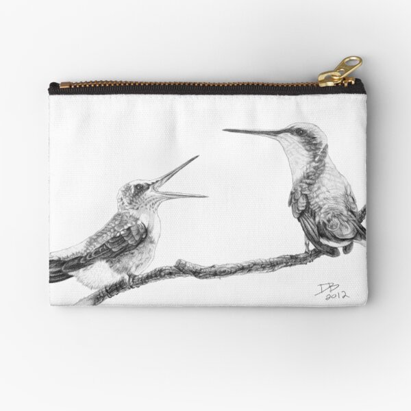 Ruby-Throated Hummingbird: Mother and Chick, 2012, Pencil Zipper Pouch