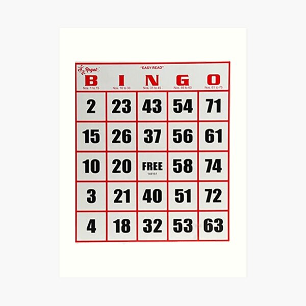 "Bingo, Bingo card, Madam X, Coverall, Four corners, Postage stamp, Bingo Hall, " Art Print for