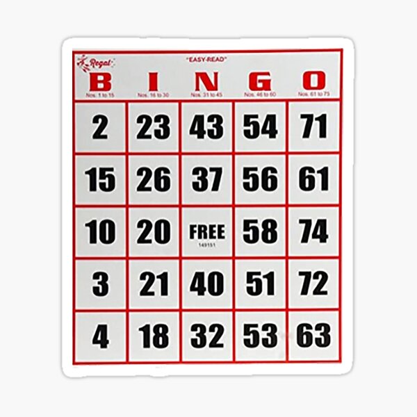 "Bingo, Bingo card, Madam X, Coverall, Four corners, Postage stamp